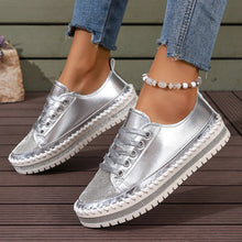 Load image into Gallery viewer, Women’s Plus Size White Sneakers – Chunky Sole Casual Everyday Shoes

