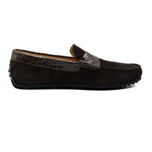 Load image into Gallery viewer, 31-160-NIC MONZA Sueded Calfskin with Crocodile Driver, Nicotine
