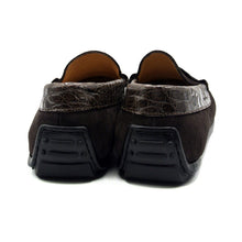 Load image into Gallery viewer, 31-160-NIC MONZA Sueded Calfskin with Crocodile Driver, Nicotine
