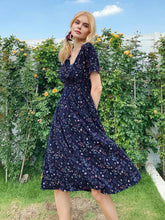 Load image into Gallery viewer, V-Neck Floral Print A-Line Satin Maxi Dress | 8 Colors
