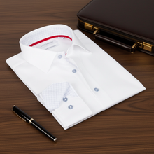 Load image into Gallery viewer, Troy Button-Up Shirt With Contrast Details // White // Contemporary Fit (Regular)
