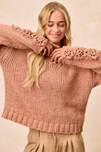 Load image into Gallery viewer, BiBi Chunky Knit Sweater with Flower Detail Sleeves
