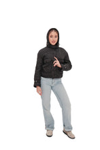 Load image into Gallery viewer, Studded Light Demi-Season Hooded Cropped Jacket in Black
