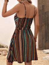 Load image into Gallery viewer, Women’s Deep V-Neck Striped Slip Dress
