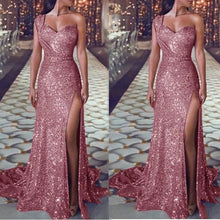 Load image into Gallery viewer, Women's Clothing One-shoulder Sleeveless Bronzing Split Dress
