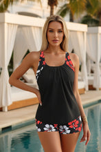 Load image into Gallery viewer, Women's Racerback Tankini Set with Floral Boyshorts – 7 Colors

