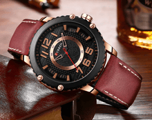 Load image into Gallery viewer, Men's Waterproof  Sport Watch With Leather  Belts  And Large Numbers Details Unique Design Perfect Gift
