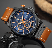 Load image into Gallery viewer, Men's Waterproof Elegant Sport Watch With Chronometers Day View, Leather  Belts And Hardlex Scratch Resistant Glass Perfect Gift For Him
