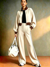 Load image into Gallery viewer, Women's Color-Block Ribbed Turtleneck Two-Piece Set
