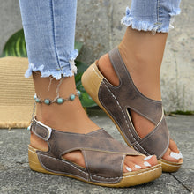 Load image into Gallery viewer, Women's Platform Roman Sandals | Open Toe Velcro Beach Sandals

