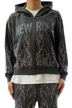 Load image into Gallery viewer, CINDER French Terry Long Sleeve Crop Top Full Zip Hoodie
