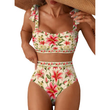 Load image into Gallery viewer, Tie-Shoulder Striped High-Waisted Bikini Set – Two-Piece Swimsuit for Women
