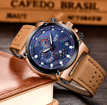 Load image into Gallery viewer, Men's Waterproof Modern Watch With Leather Belts, Stainless Steel Case Excellent Look Perfect Gift
