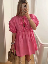 Load image into Gallery viewer, Leopard Bow Tie Front Dress
