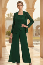 Load image into Gallery viewer, Women's Floral Lace Jacket &amp; Top &amp; Chiffon Wide-Leg Pants Three-Piece Formal Set – 12 Colors US0–14
