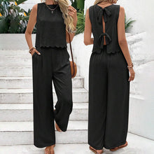 Load image into Gallery viewer, Elegant 2-Piece Matching Set, Sleeveless Crop Top And Wide Leg Pants Outfits

