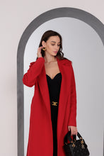 Load image into Gallery viewer, Astoria Classic Wraparound Wool Blend Overcoat in Red
