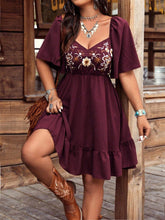 Load image into Gallery viewer, Women's Floral Embroidered Ruffle Short-Sleeve Midi Dress
