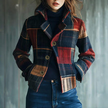 Load image into Gallery viewer, Vintage Stand Collar Blazer with Single-Row Buttons — Tailored Women’s Jacket
