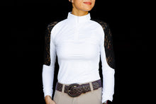 Load image into Gallery viewer, White/ Black lace longsleeve zip front
