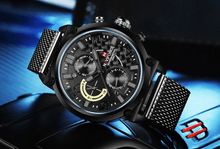 Load image into Gallery viewer, Men's Multifunction Analog Quartz Watches Waterproof Wrist Watch With Stainless Steel Mesh Band Excellent Design Perfect Gift
