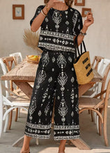 Load image into Gallery viewer, Women's Ethnic Print Contrast Two-Piece Set – Top &amp; Straight-Leg Pants
