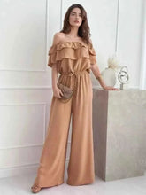 Load image into Gallery viewer, Ruffled Off-Shoulder : Wide Leg Jumpsuit
