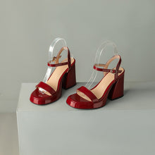 Load image into Gallery viewer, Women's Round Toe Chunky Heel Sandals – Buckle Strap Block Heel
