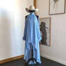 Load image into Gallery viewer, High Neck Asymmetric Maxi Chiffon Dress – Loose Fit Long Sleeve
