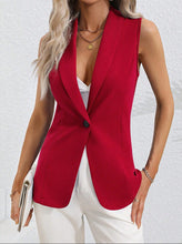 Load image into Gallery viewer, Women's Sleeveless Single-Button Cardigan Jacket – Round Neck
