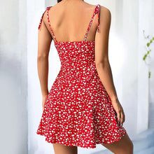 Load image into Gallery viewer, Floral Mini Dress Spaghetti Strap Tie Shoulder Ruffle Summer Boho Dresses
