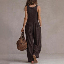 Load image into Gallery viewer, Women’s Loose V-Neck Sleeveless Wide-Leg Jumpsuit
