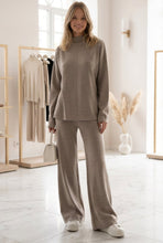 Load image into Gallery viewer, Women's Mock-Neck High-Low Sweater &amp; Wide-Leg Pants Set
