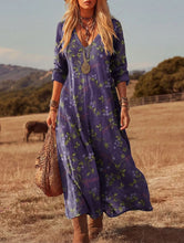 Load image into Gallery viewer, Women's Retro Chic 3D Print V-Neck Long-Sleeve A-Line Dress
