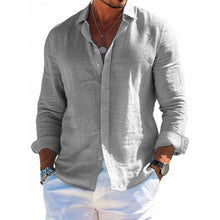 Load image into Gallery viewer, Men's Long Sleeve Shirt Casual Loose Lapel Button Top Solid Color Plus Size Blouse Clothing
