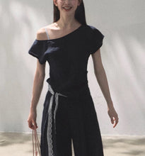 Load image into Gallery viewer, Linen Off-Shoulder Asymmetric Casual Set – 2 Colors, S–L

