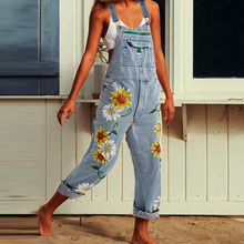 Load image into Gallery viewer, Women's Classic Fit Straight-Leg Washed Denim Strap Overalls
