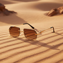 Load image into Gallery viewer, Gold Frame Cheetah Rimless Sunglasses – INS Hip-Hop Style

