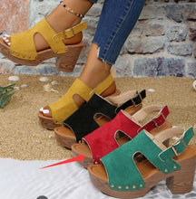 Load image into Gallery viewer, Women's Peep-Toe Chunky Heel Buckle Sandals
