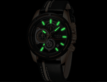 Load image into Gallery viewer, Men's Waterproof Sports  Watch With Leather Belts, Chronometers Day View Fluorescent Pointers Unique Design Perfect Gift
