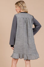Load image into Gallery viewer, Striped Patchwork Round Neck Terry Sweatshirt Dress For Women – Casual, Trendy, Cozy, Playful, Relaxed Vibe for Everyday Wear
