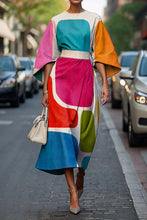 Load image into Gallery viewer, Geometric Print Batwing Sleeve Flowy Maxi Dress – 12 Styles, XS–XXXL
