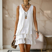 Load image into Gallery viewer, V-Neck Sleeveless Tiered Ruffle Mini Dress
