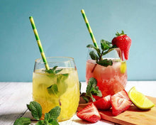 Load image into Gallery viewer, Bamboo Print Biodegradable Drinking Paper Straws for Party Box of 100

