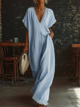 Load image into Gallery viewer, Lace-Trimmed Loose Long Dress for Women
