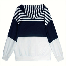 Load image into Gallery viewer, Plus Size Color Block Hoodie – Women’s Casual Zip Sweatshirt
