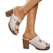 Load image into Gallery viewer, Block Heel Buckle Sandals: Stylish and Comfortable
