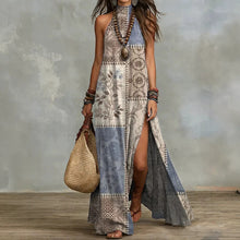 Load image into Gallery viewer, Women's Sleeveless Split Floral Print Maxi Dress
