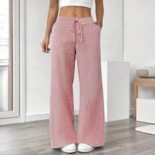 Load image into Gallery viewer, Women's Striped Print Straight Wide Leg Pockets Pants Casual Long Pants
