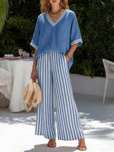 Load image into Gallery viewer, Women's Striped Tunic Top &amp; Casual Trousers Two-Piece Set

